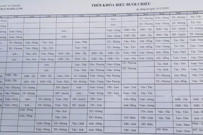 Thời Khóa Biểu Năm Học Mới